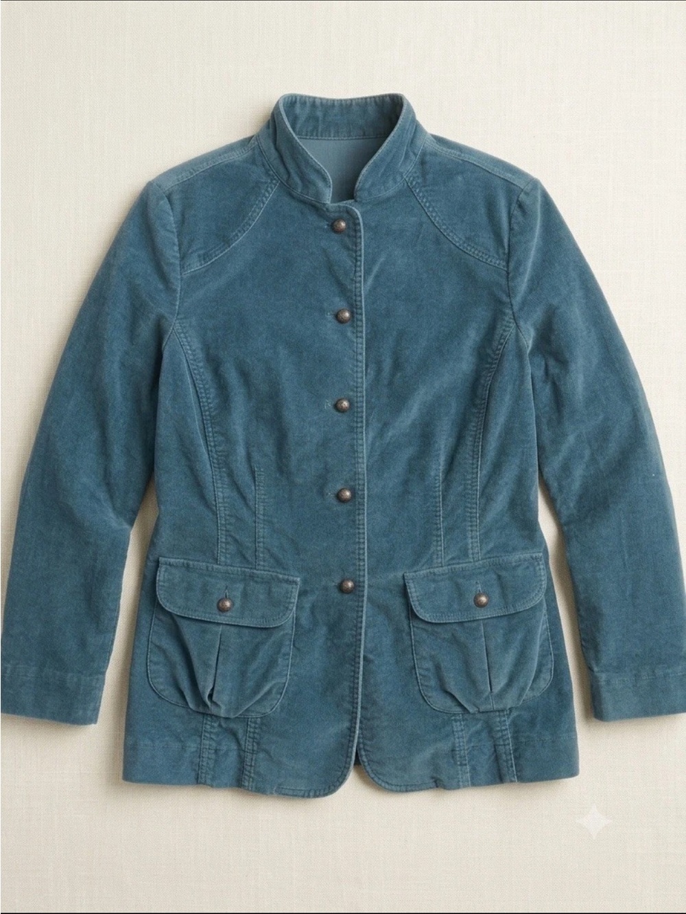 J. Jill Teal Blue Corduroy Stretch Blazer Jacket Size 8